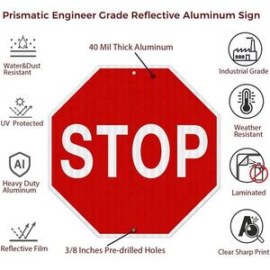 Segnali Stradali di <span class=keywords><strong>Stop</strong></span> Grandi, Ottagonali con Pellicola Riflettente Prismatica di Grado Ingegneristico in Alluminio Antiruggine - Product Image 3