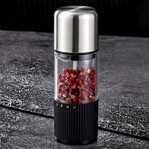 Moulin à épices électrique en acier inoxydable avec récipient transparent, moteur silencieux, utilisation en cuisine - Product Image 1