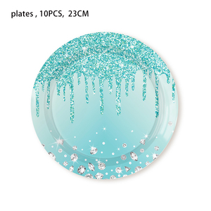<span class=keywords><strong>Vajilla</strong></span> temática de la serie Diamond, suministros de fiesta de diamantes turquesas, plato de cena de fiesta - Product Image 3