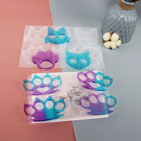 Moule en Silicone en Résine Époxy Porte-clés de Défense Personnelle Coups de Poing Américain à 4 Cavités "Early Riser" Outil de Fabrication de Pendentifs et Boucles d'Oreilles