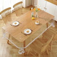 Vente en gros Protecteur de nappe en PVC transparent et imperméable avec bord en dentelle pour les tables à manger, les fêtes et les jours fériés