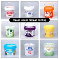 Seau en plastique vide de qualité alimentaire pour l'emballage et le stockage du fromage, du chocolat, des biscuits, baril cylindrique personnalisé, mini-seaux avec couvercles