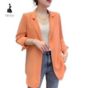 เสื้อคลุมเบลเซอร์แขนยาวสำหรับผู้หญิง YZ รุ่นซัมเมอร์ ผ้าบาง ทรงเข้ารูป สวมใส่สบาย เหมาะสำหรับใส่ทำงานหรือใส่ลำลอง - Product Image 3
