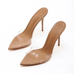 Pantoufles a Talons Hauts Women's Stiletto-Heel Slide Sandals Peep-Toe <b>Pointed</b>-Toe With Single-Strap - Product Image 2