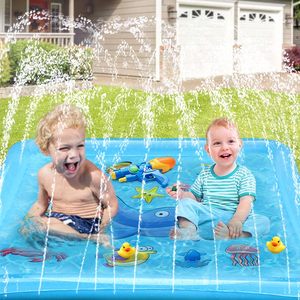 <b>Large</b> 95'' Inflatable Ocean Themed Splash Pad Sprinkler <b>Mat</b> Outdoor Water Play Toy for Kids - Product Image 5