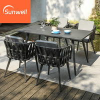 Meubles de restaurant d'extérieur de style moderne et luxueux, ensemble de salle à manger de jardin, table et chaises de patio en aluminium pour café et hôtel