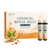 Liquide oral au ginseng et à la gelée royale 25ml*10 flacons PP, extrait de Panax Ginseng, boisson santé, complément énergétique, OEM, marque privée