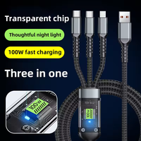 Nuevo Cable USB 3 en 1 con Pantalla LED de 100 W de Carga Rápida, 1.2 M, Tipo C, Micro a iOS, Cable de Datos para iPhone, Cable USB Ligero y Rápido