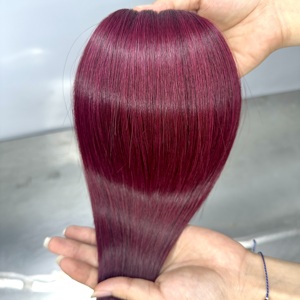 ผมแท้เวียดนาม Ksix Luxury Hair Super Double Drawn สีแดงไวน์เข้ม แบบตรงธรรมชาติ  ถักทอแบบ Double Weft  สำหรับทำวิกผม - Product Image 4