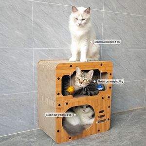 لوحة خدش وعش تسلق القطط العمودية متينة بإطار متكامل للمواسم الأربعة ، لعبة مقاومة للاهتراء - Product Image 5