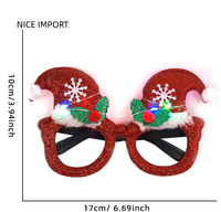 Lunettes LED de Noël vertes style sapin de Noël jaune pour enfants et adultes, décoration de fête, monture de lunettes de Noël