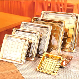 JY-81200 Takeaway Packaging Box Plastic For Good Food Square food container Plastic GOLD Disposable Sushi box