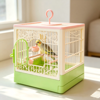 Cage à oiseaux moyenne en plastique de qualité alimentaire, anti-évasion, pour vente en gros transfrontalière, pour perruches, canaris, agapornis - Plateau mangeoire inclus