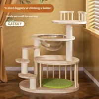 Tour à chat en bois moderne minimaliste à succès, design capsule spatiale, plateforme multi-niveaux, arbre à chat haut, poteaux à gratter en corde de sisal