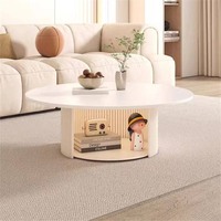Table basse ronde en pierre frittée de style français, table à thé minimaliste pour petit salon, mobilier de maison