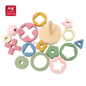 Blocs de jeu éducatifs Montessori en bois tour irisée sûre pour bébé <span class=keywords><strong>pont</strong></span> arc-en-ciel jouets empilables - Product Image 4