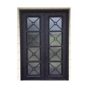 Villa française/forgé <span class=keywords><strong>Double</strong></span> Deign <span class=keywords><strong>Houe</strong></span>/porte d'entrée en verre en fer forgé pour la maison - Product Image 2