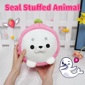 Jouet en peluche personnalisé de sceau de <span class=keywords><strong>fraise</strong></span> rose mignon étreignant l'animal couché poupées d'anniversaire en peluche pour garçons filles jouet en peluche de phoque de 8 pouces - Product Image 3
