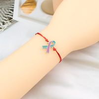 Bracelet ajustable en alliage, motif ruban rose, pour la prévention du suicide et du cancer du sein, classique et tendance, avec logo personnalisé