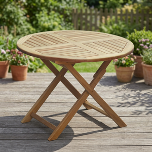 Table pliante moderne en teck, bois massif durable, coussin non imperméable, mobilier d'extérieur, salle à manger, marque GT010 Jawa Tengah Beach Hotel - Product Image 3