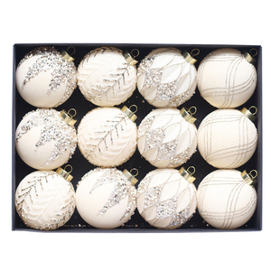 Nieuwe Design 8cm Rode Gevlokte Kerstballen Luxe Kerstbal Handgeschilderde Kerstbal & Boomversieringen - Product Image 2