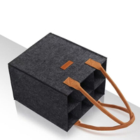 Sac de transport pour 6 ou 9 bouteilles de vin en feutre, avec séparateur amovible et poignée en PU, réutilisable pour cadeaux, pique-niques, fêtes et rangement
