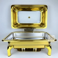 Luxus Edelstahl Buffet Food Warmer Chafing Dish mit Glasfenster für Home Restaurant Hotel Buffet Party