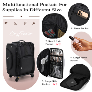 Rolling <b>Makeup</b> <b>Case</b> with Removable <b>Makeup</b> Pouches Travel Cosmetic Organizer Trolley Bag with Multiple Detachable Storage - Product Image 4