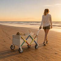 Chariot de camping pliable personnalisé OEM ODM, couleur, taille du cadre et revêtement en tissu personnalisables, chariot utilitaire de camping robuste, vente en gros
