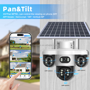 WiFi 4Gソーラーパネル電源付きワイヤレス4レンズ3 PTZカメラ10XズームV380プロ屋外セキュリティWiFi 4G SIMカードソーラーCCTVカメラ - Product Image 2