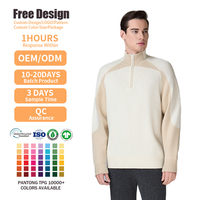 Fabricant de tricots sur mesure, pull OCS, automne-hiver, manches longues, cardigan à fermeture éclair 1/4, homme, 100% laine, pull tricoté