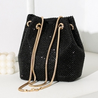 Sac à main de soirée de luxe pour femme, brillant, entièrement orné de diamants, sac seau à bandoulière étincelant pour fête avec chaîne