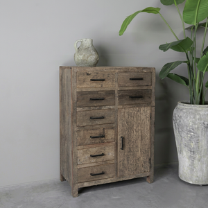 <b>Rustic</b> Solid Wood Living Room <b>Cabinet</b> With Flat Panel Door And Multiple Drawers Antique Storage Furniture - Product Image 1