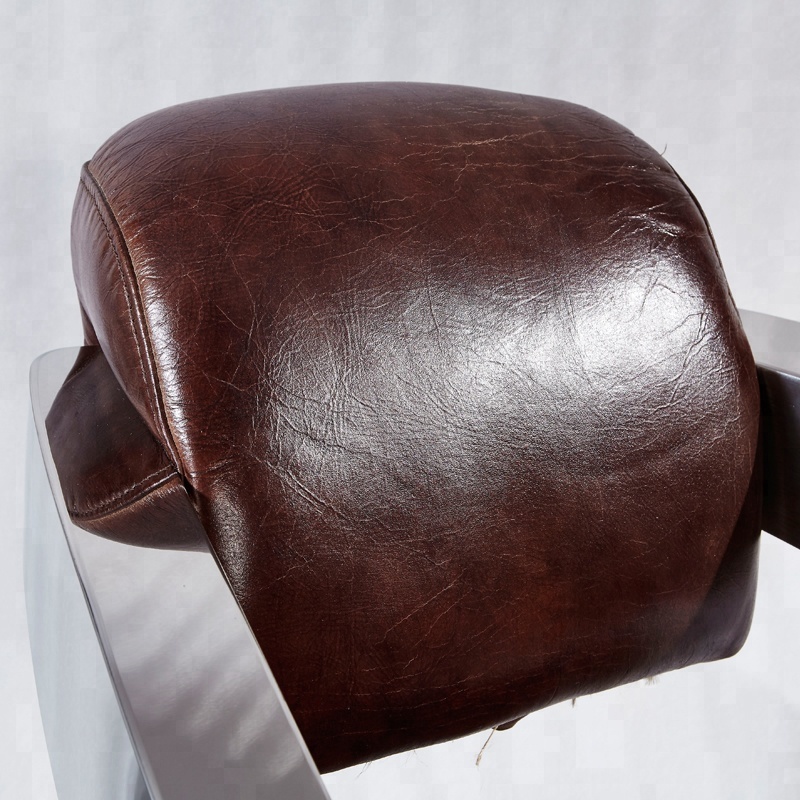 Antiguo al por mayor sofá silla MARCO DE ACERO INOXIDABLE Sillón Estilo industrial muebles vintage Silla de cuero para club