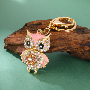 Dễ Thương <span class=keywords><strong>Owl</strong></span> Pha Lê Móc Chìa Khóa Nhẫn Chủ Cho Phụ Nữ Cô Gái Hoa Ví Túi Khóa Mặt Dây Chuyền Xe Móc Khóa Keychain - Product Image 4