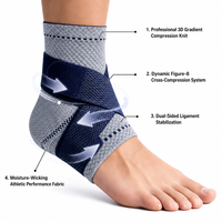 Attelle de cheville professionnelle à compression 3D avec sangles en forme de 8 pour le soulagement de la douleur de la fasciite plantaire, manchon de soutien médical pour la cheville