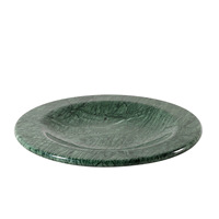 STONEKOCC Plateau à fruits en marbre vert foncé naturel de luxe moderne avec logo personnalisé, plateau de service décoratif rond haut de gamme pour table