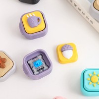 Porte-clés en plastique 3D mignon de dessin animé, jouet anti-stress à cliquet avec chaîne perlée, vente en gros