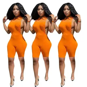 KX-mono elástico naranja de alta calidad para mujer, peto de verano sin mangas para mujer, traje elástico europeo y americano