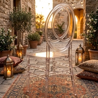 Chaise empilable transparente en acrylique de haute qualité, nouveau design, démontable, dossier infini