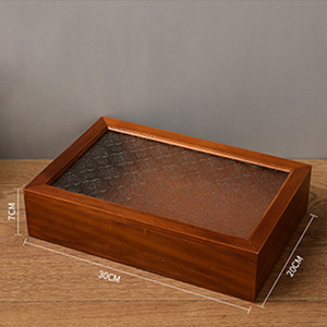 Pequeña caja de almacenamiento de madera con tapa de vidrio para joyería decoración del hogar fotos regalos-modelo de recuerdo - Product Image 6
