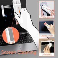 Kit de nettoyage de clavier portable 8-en-1; brosse de nettoyage multifonctionnelle pour écran de clavier pliable; ordinateur portable, casque d'écoute, téléphone portable