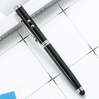 Stylo publicitaire multifonction 4-en-1 à écran tactile capacitif, en métal, avec pointe bille, design animalier, encre noire 1,0 mm, lumière LED et logo