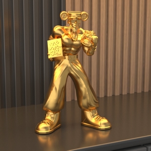 Muscle God Wealth 3D Unique Animal Résine Artisanat Ornement de Table pour Home Office Living Room Decor Shop Front Desk Wealth - Product Image 2