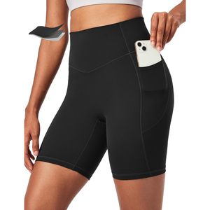 FOXA Biker Shorts Women 6 Inch Tummy Control Compression Yoga Gym Workout With Pockets - Product Image 1