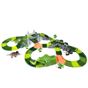 P873 Dinosaur World Road Race Tracks Juego de pista flexible 275 piezas <span class=keywords><strong>Locomotora</strong></span> eléctrica temática de dinosaurio con carruajes <span class=keywords><strong>para</strong></span> niños - Product Image 4