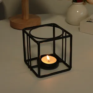 Square Shape Iron Essential Oil Warmer Incense Burner Candle Wax Warmer Tea Light Burner Holder For Home Decoration