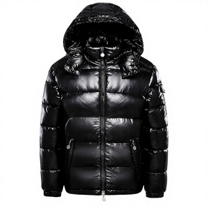 Veste matelassée à capuche pour homme, imperméable, rembourrée de duvet, fermeture éclair, couleur unie, vêtement d'hiver décontracté, coupe classique - Product Image 3
