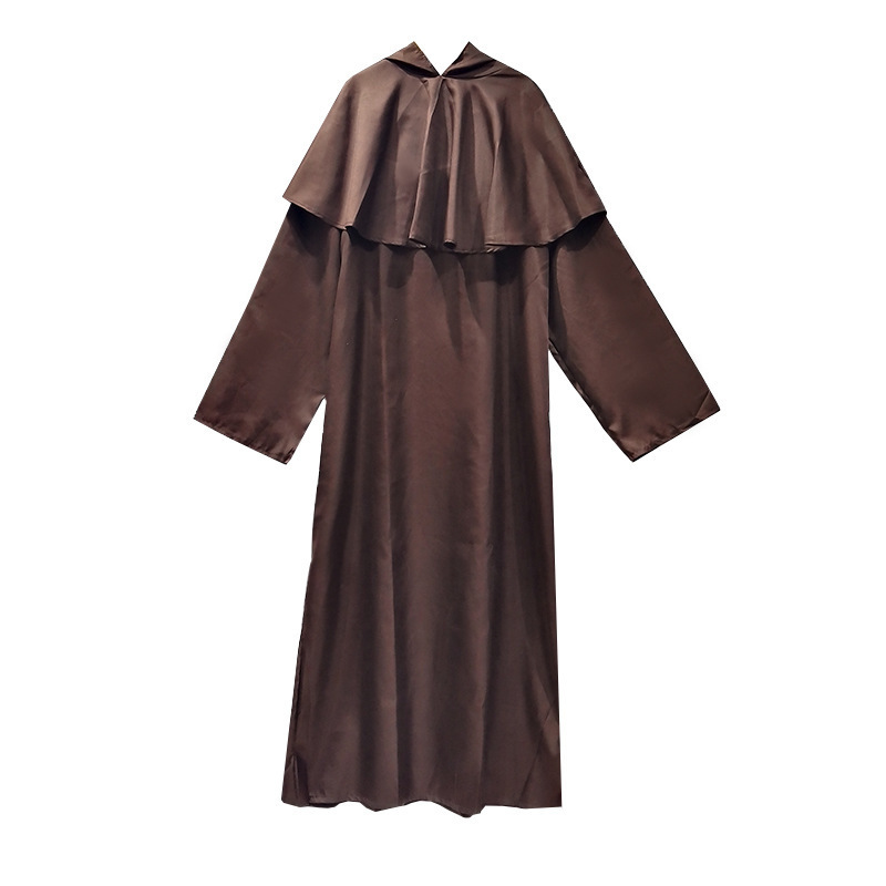 Robe de sorcier marron foncé [Robe, cape, croix, cordon de taille]