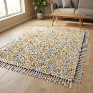 Tapis en laine texturé de designer, tapis indien tissé à la main, tapis doux et durable pour chambre à coucher, salon, décoration intérieure - Product Image 4